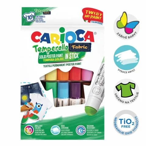 Top Prodej Barvy temperové suché twist Carioca na textil 10barev